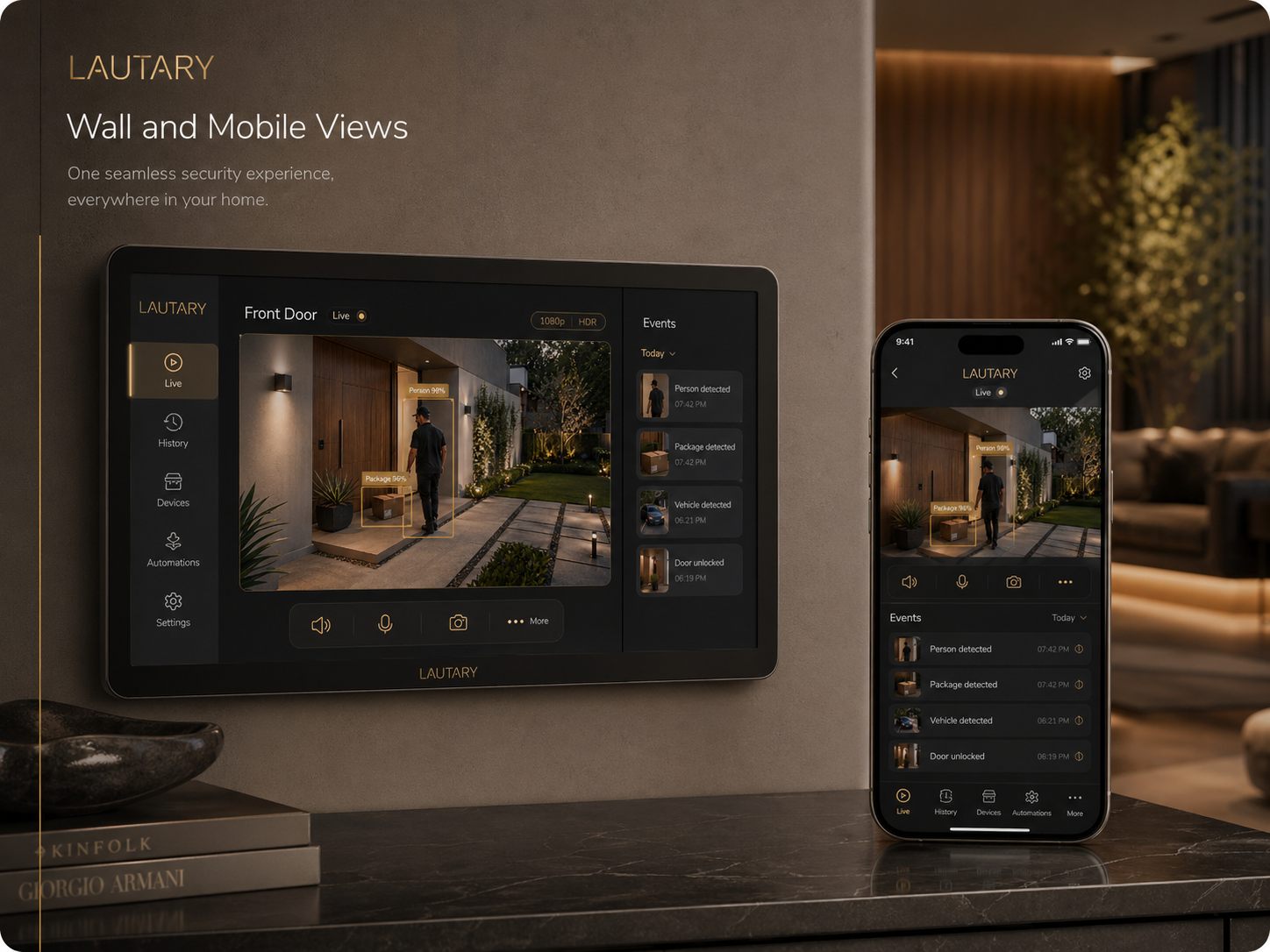 Lautary wall display and mobile security views